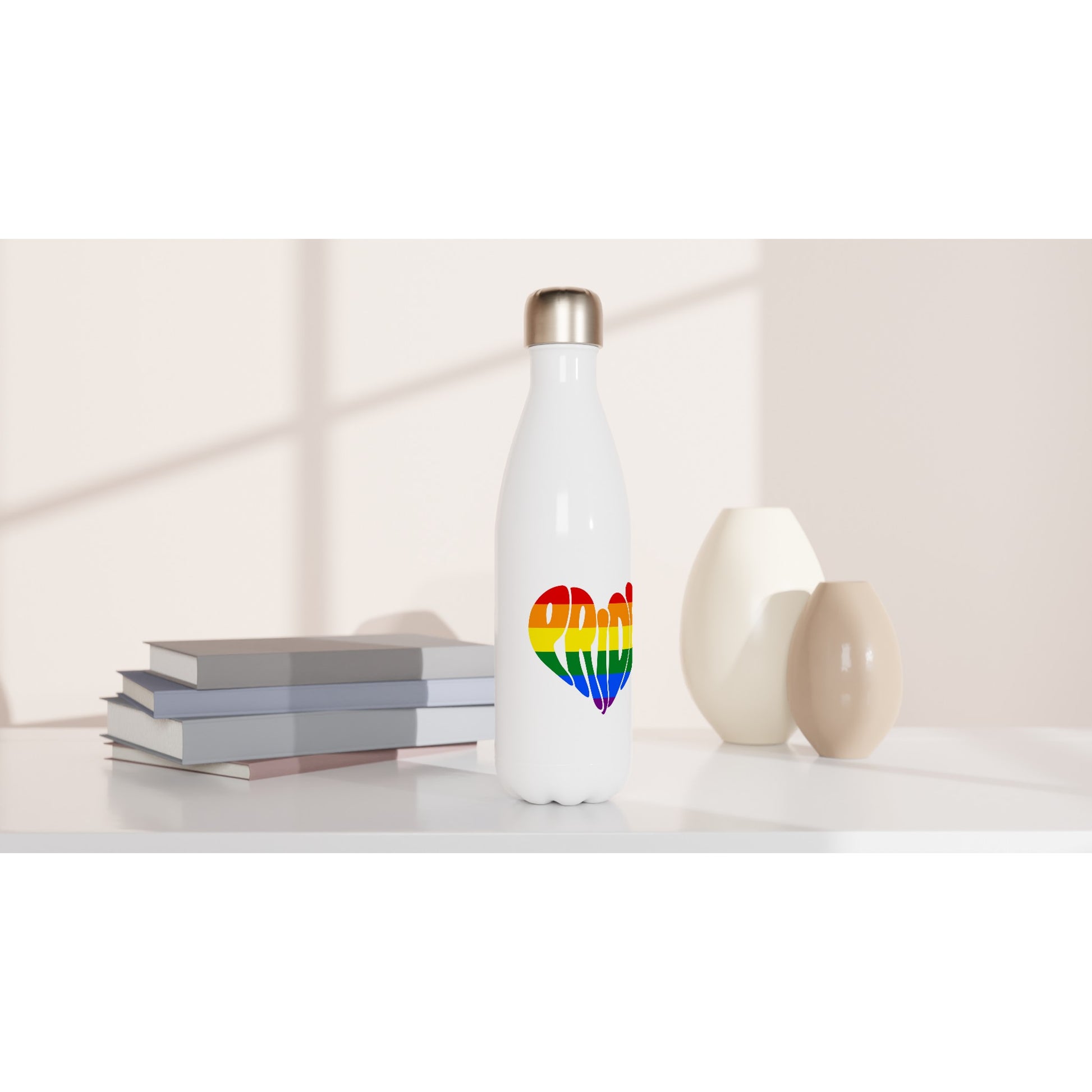 Pride Equality White 17oz Stainless Steel Water Bottle