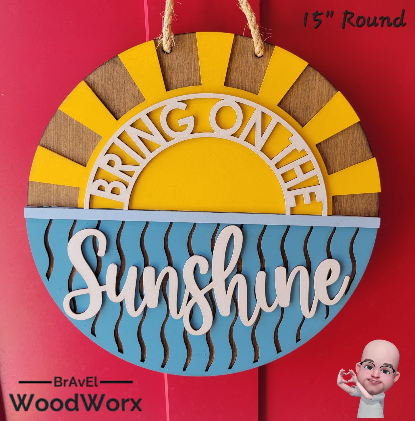 Bring on the Sunshine - Door / Wall Sign Wreath - Farmhouse - 3D Laser Cut Wood Sign