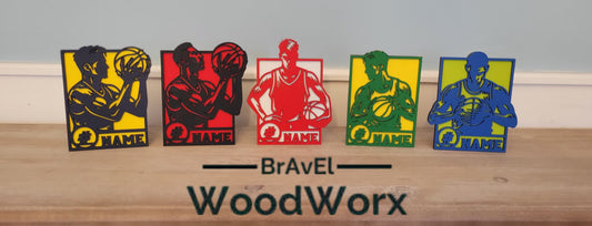 Handmade Wooden Basketball Trophy Sign - Personalized Gift for Players, Teams & Coaches