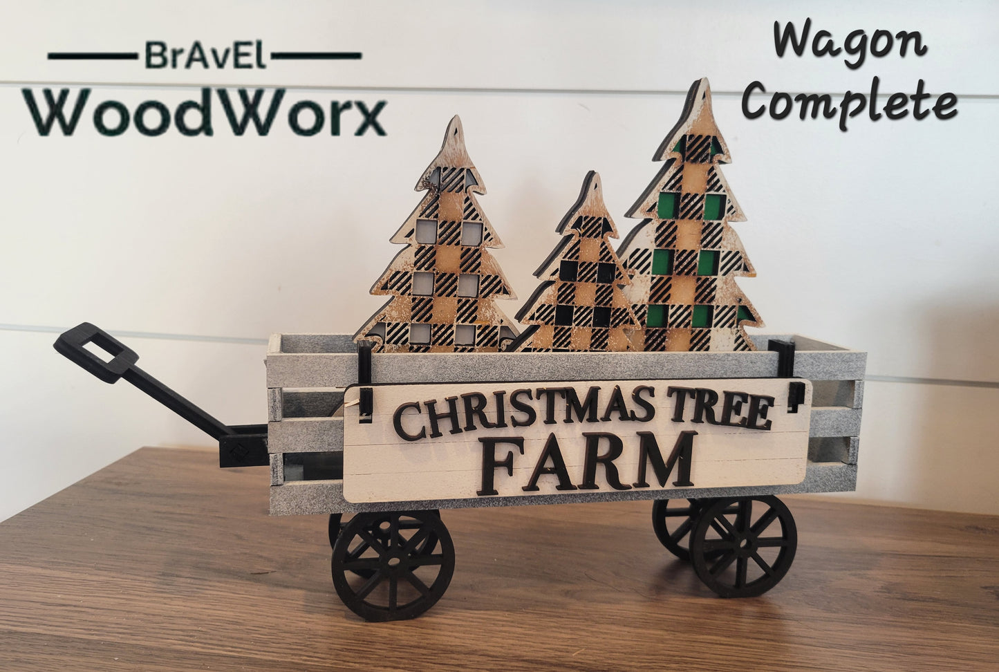 Christmas Tree Farm Farmhouse Wagon Shelf Sitter - Interchangeable