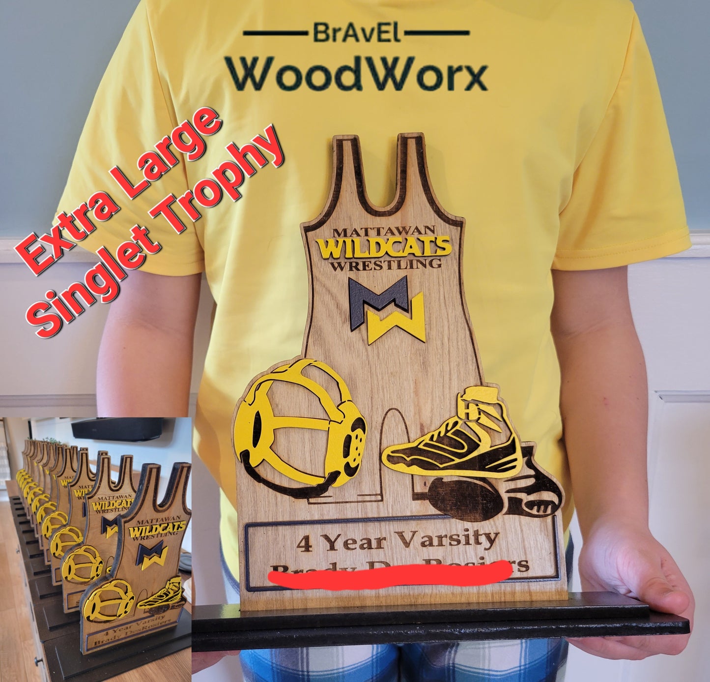 Golden Grappler: Youth Wrestling Singlet Trophy