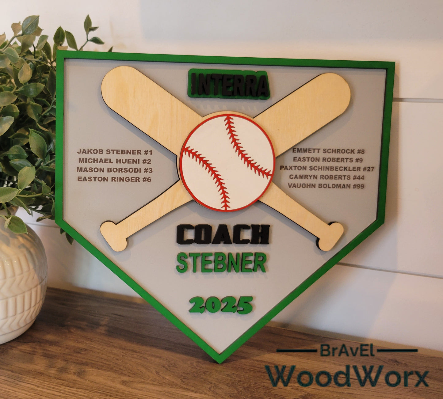 Personalized Baseball Coach Appreciation Plaque – Custom Team Gift (Home Plate Style)