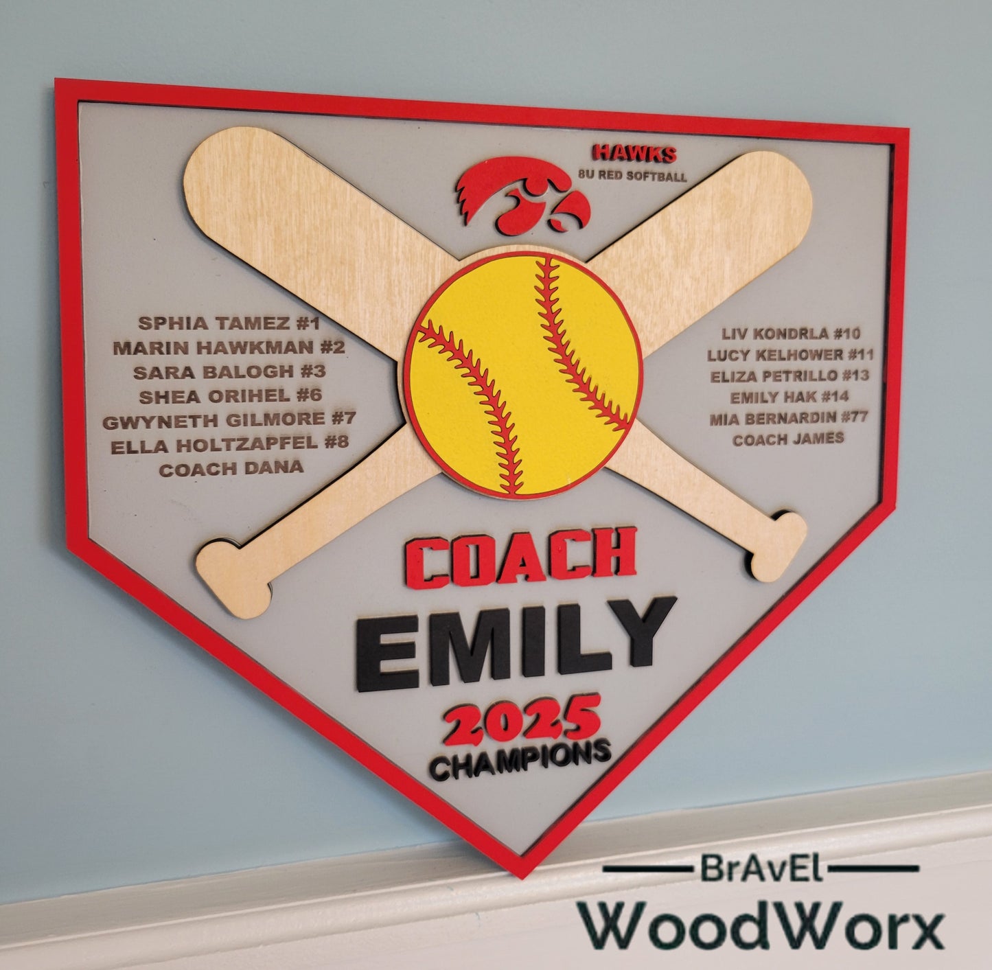 Personalized Baseball Coach Appreciation Plaque – Custom Team Gift (Home Plate Style)