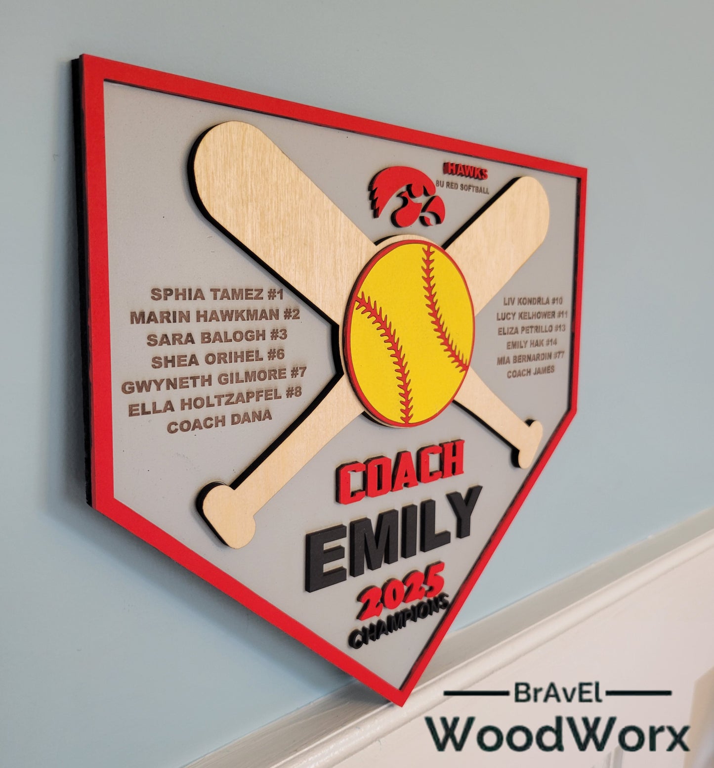 Personalized Baseball Coach Appreciation Plaque – Custom Team Gift (Home Plate Style)