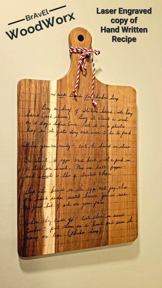 Personalized Engraved Hand Written Copy Recipe Charcuterie Board: Customized Gourmet Serving Tray