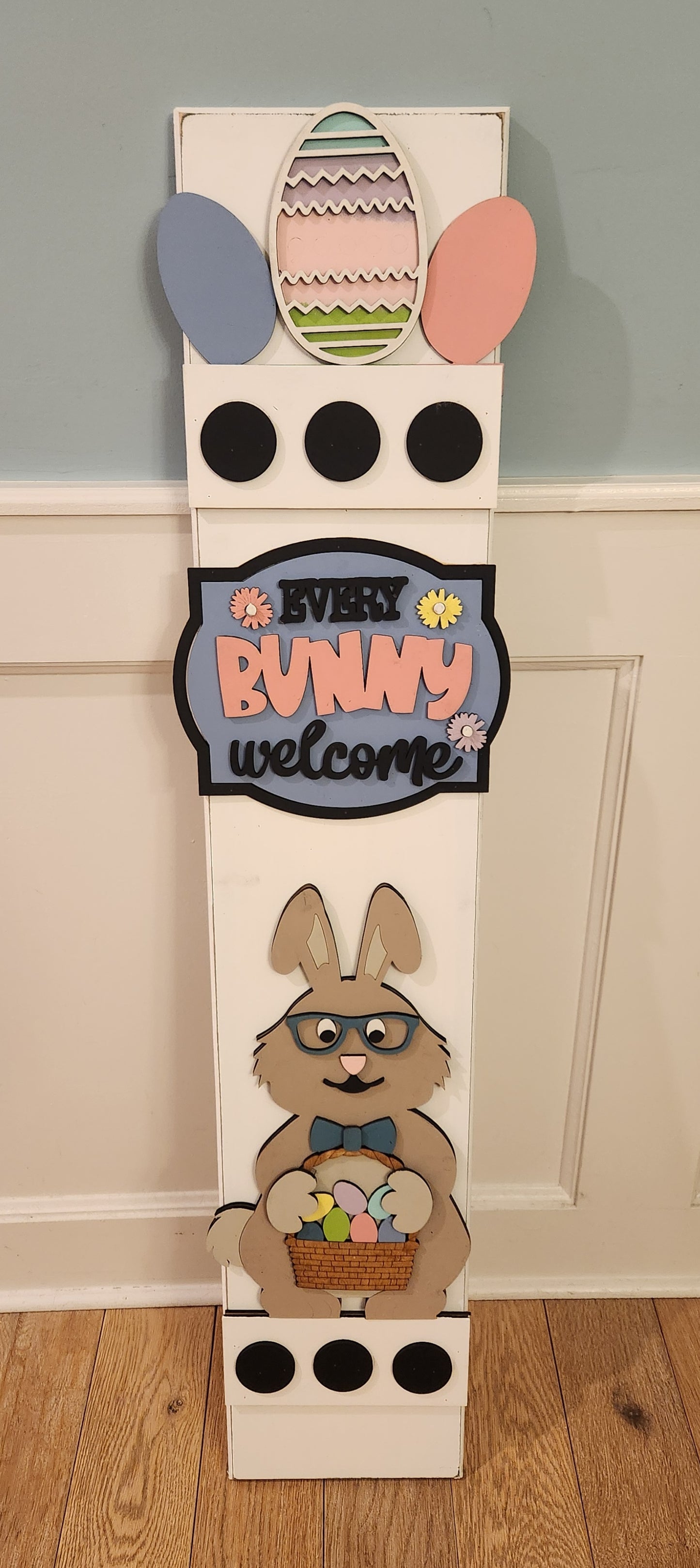 Easter Interchangeable Porch Leaner – Custom Wooden Front Porch Sign with Swappable Holiday & Everyday Designs