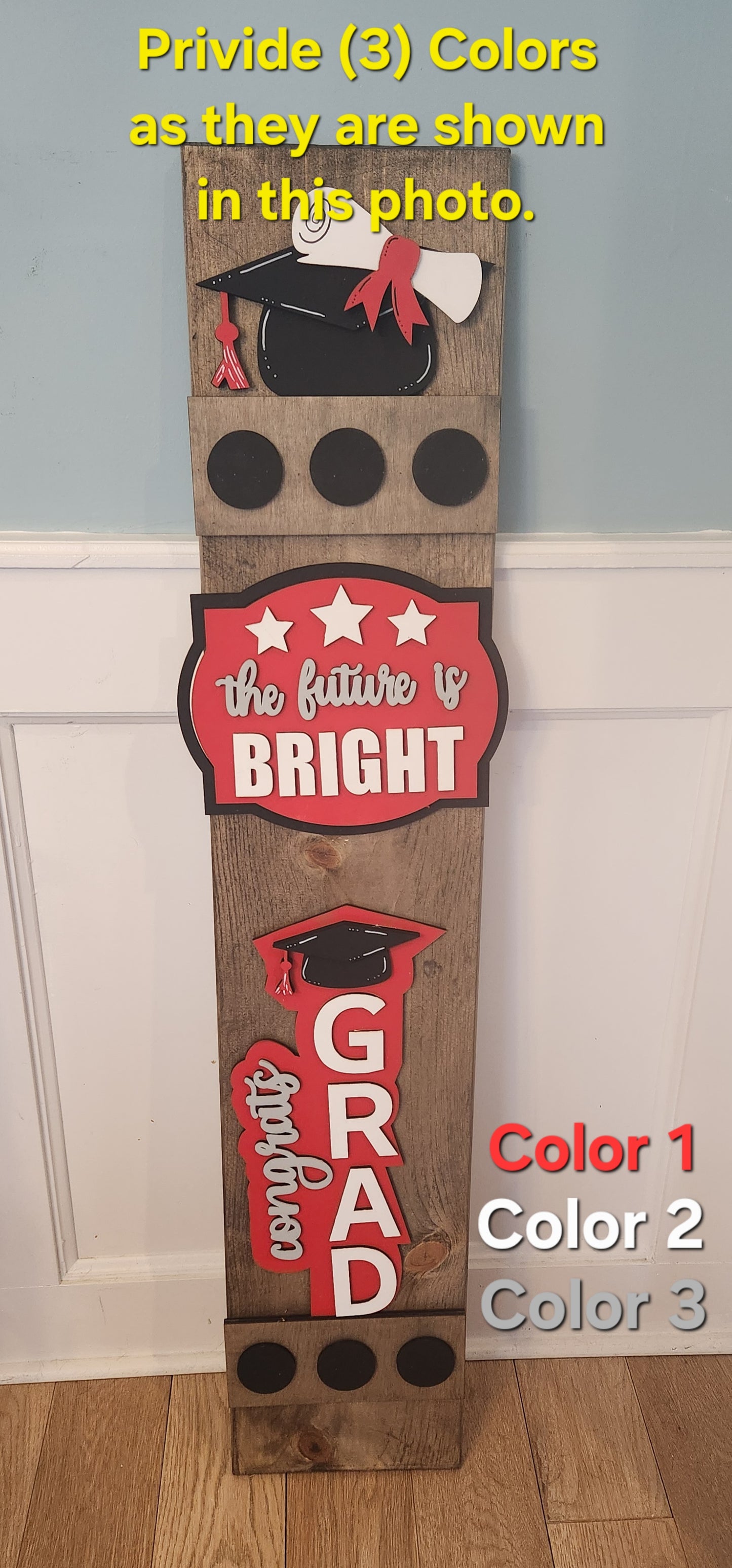 Congratulations Graduate Graduation Interchangeable Porch Leaner – Custom Wooden Front Porch Sign with Swappable Holiday & Everyday Designs