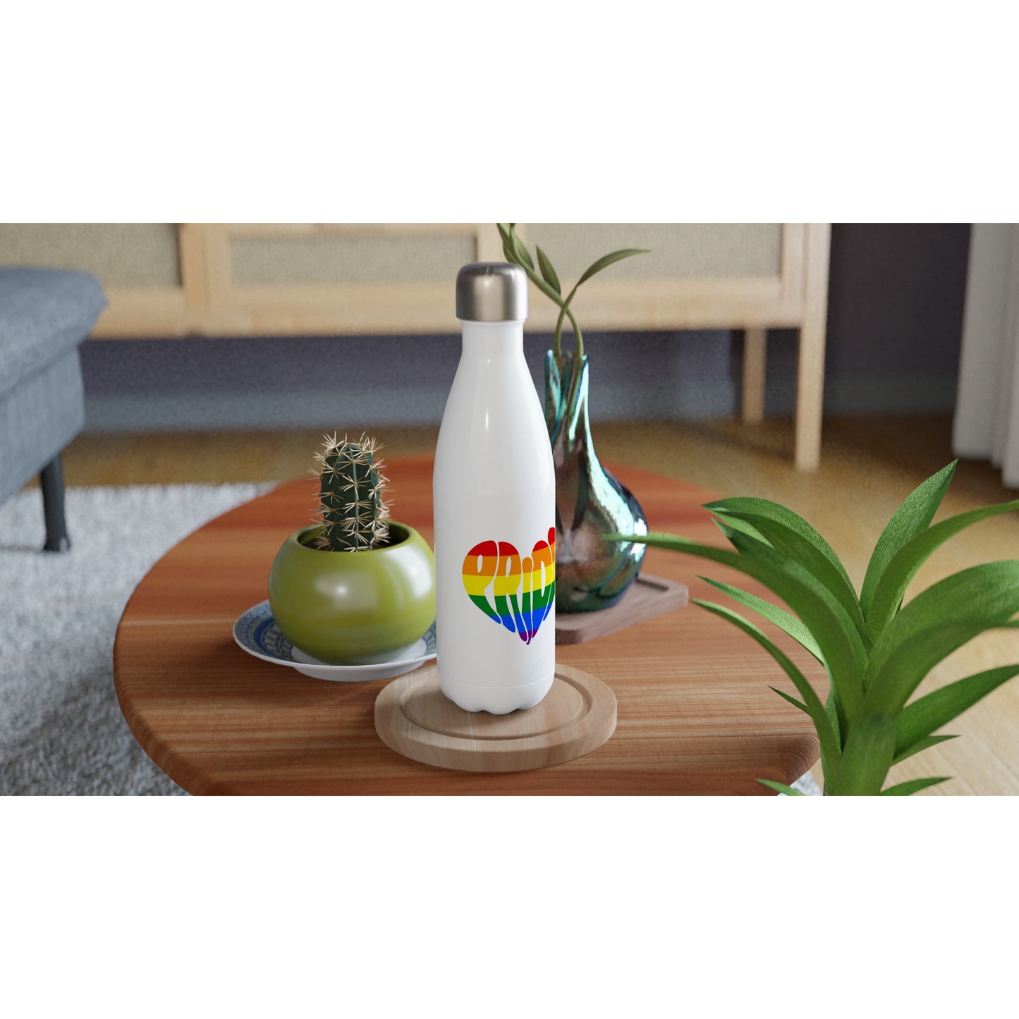 Pride Equality White 17oz Stainless Steel Water Bottle