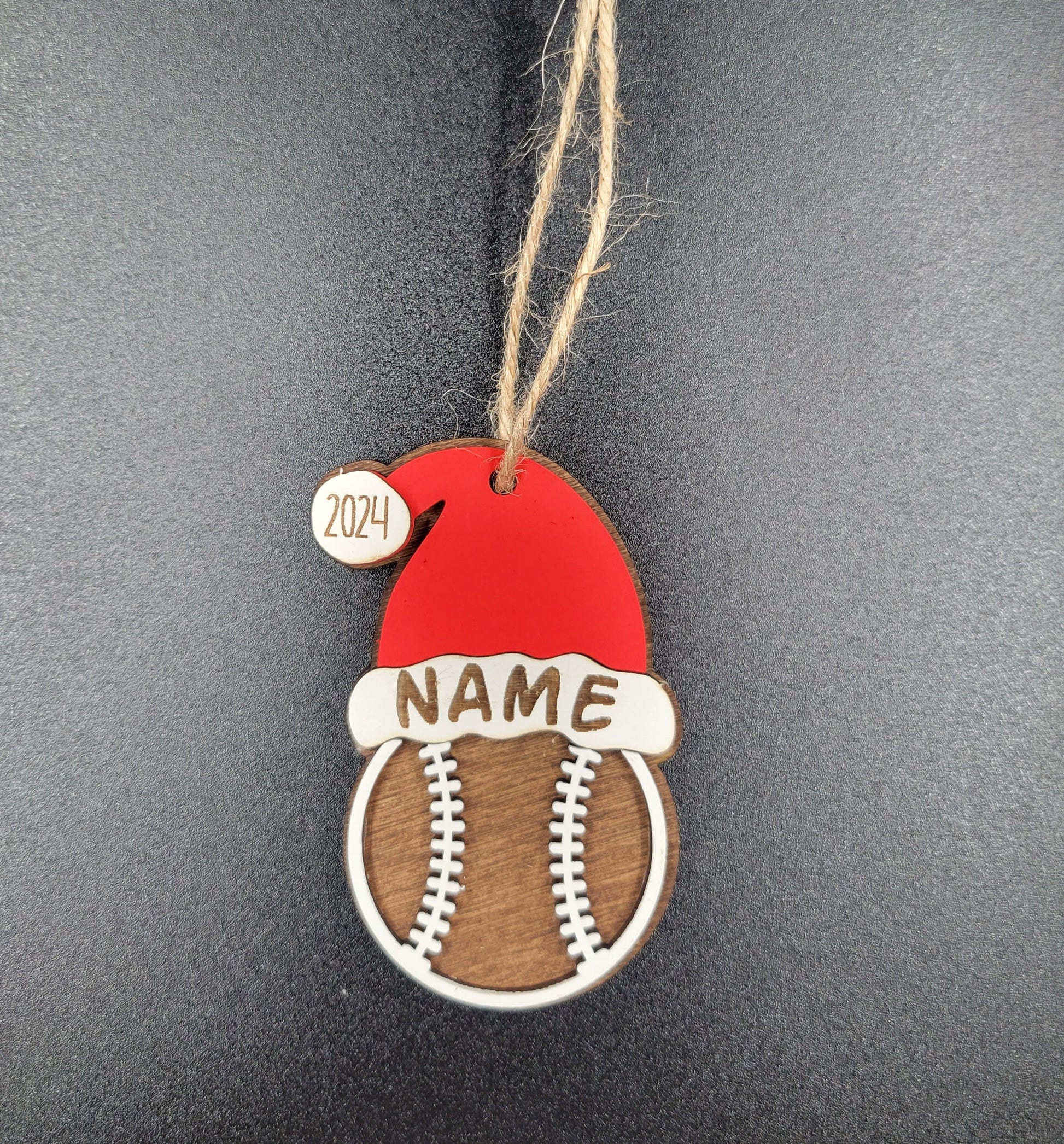 Baseball Sporty Santa Spirit: Personalized Sports Santa Hat Ornament