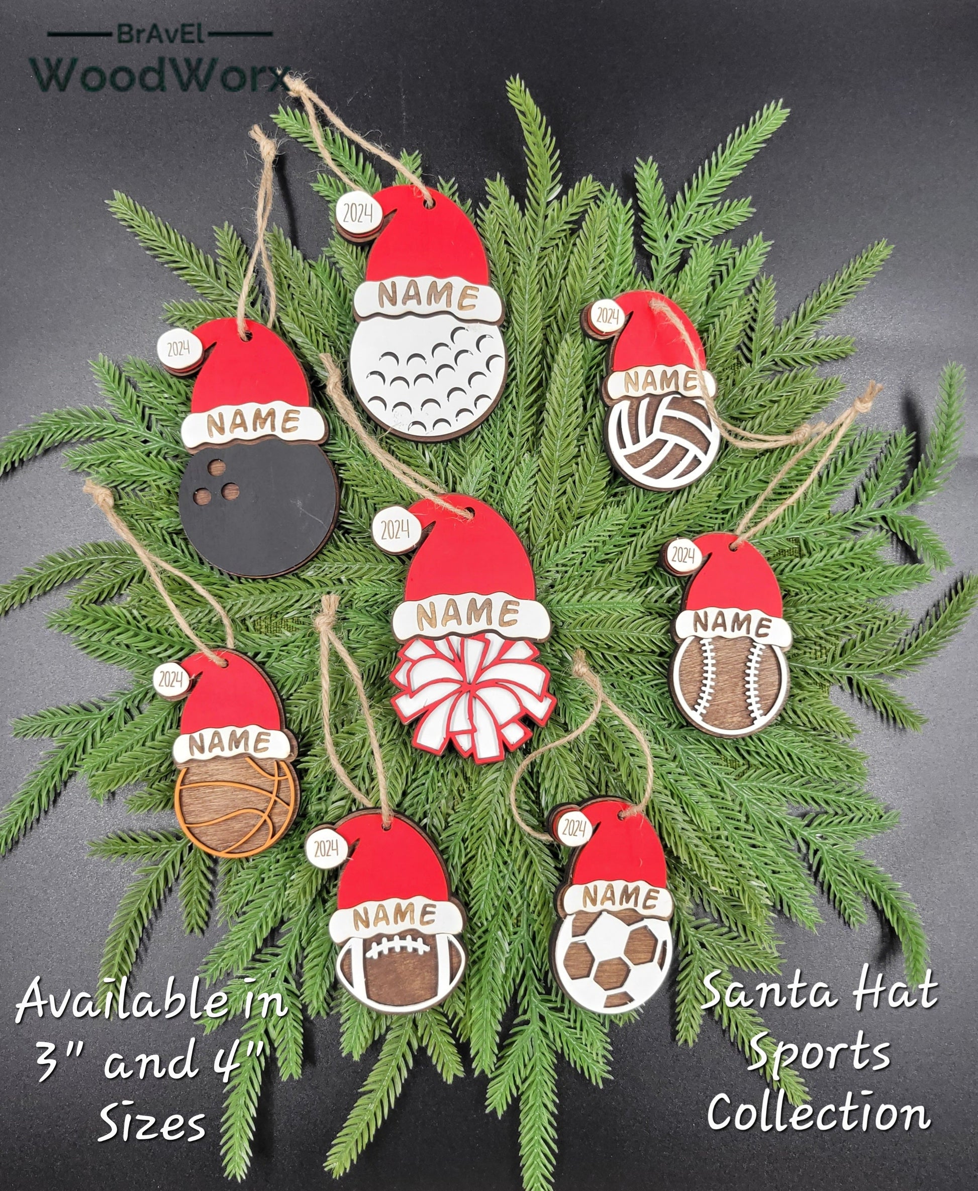 Baseball Sporty Santa Spirit: Personalized Sports Santa Hat Ornament