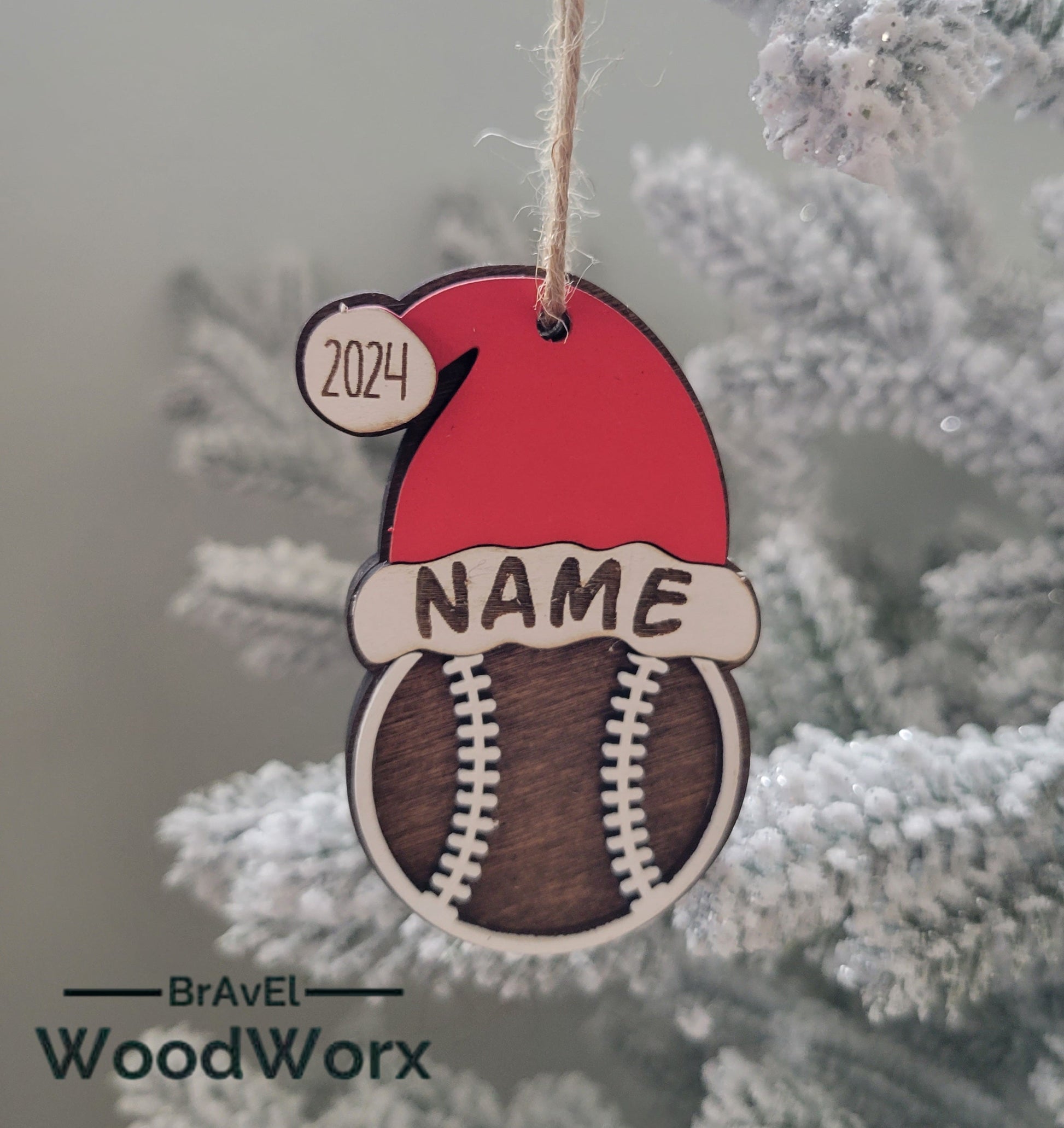 Baseball Sporty Santa Spirit: Personalized Sports Santa Hat Ornament