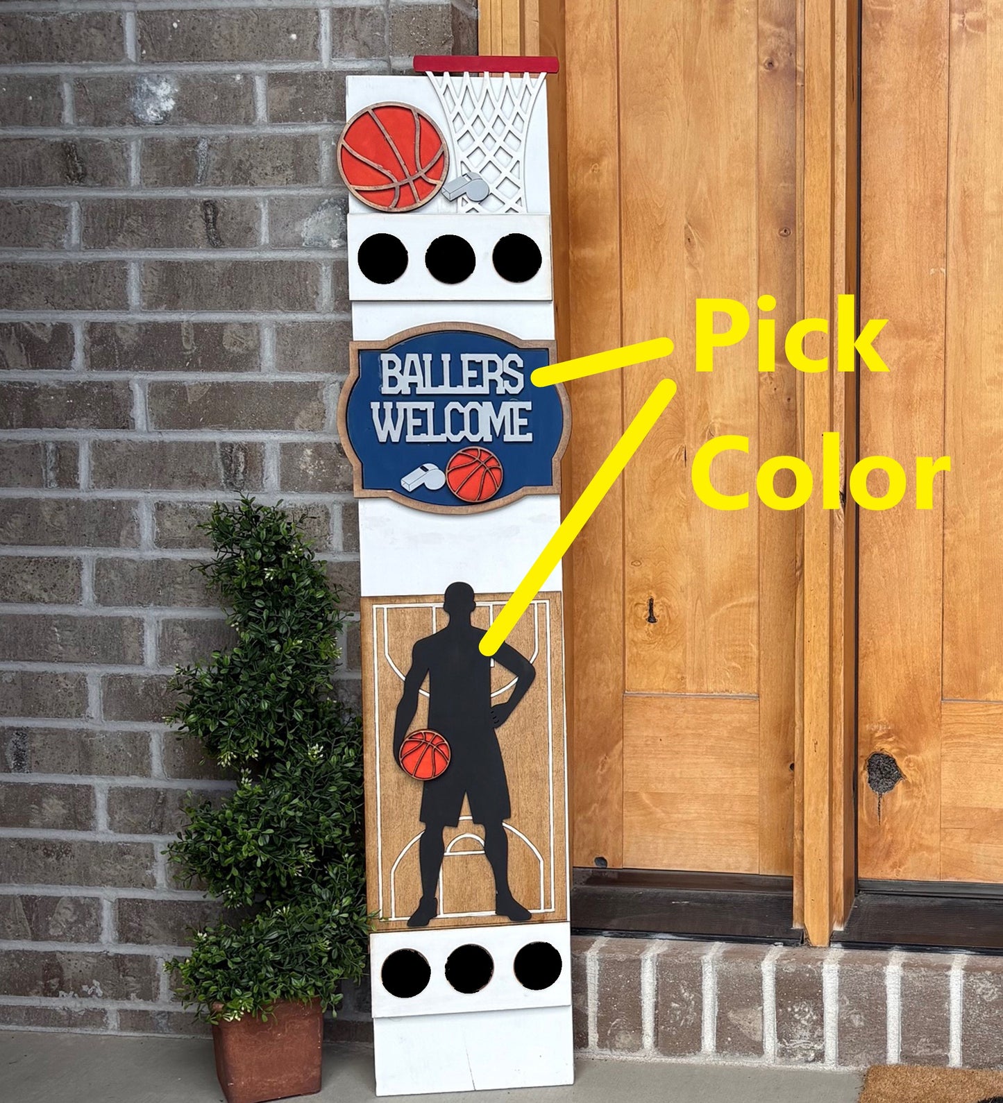 Personalized Basketball Interchangeable Porch Leaner – Custom Wooden Front Porch Sign with Swappable Holiday & Everyday Designs (Copy)