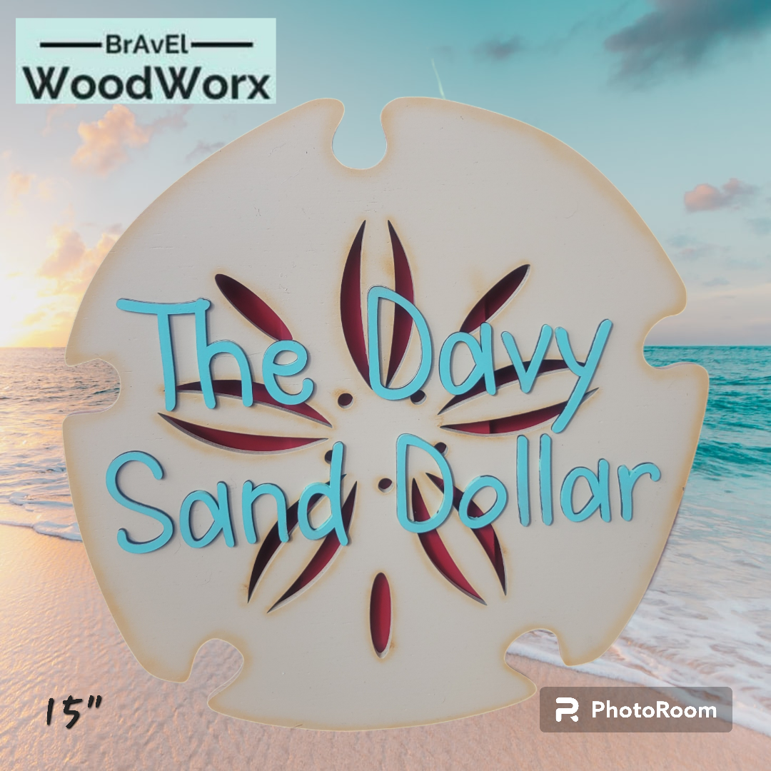 BrAvEl WoodWorx Custom Personalized Sand Dollar Wood Sign – Unique Coastal Décor