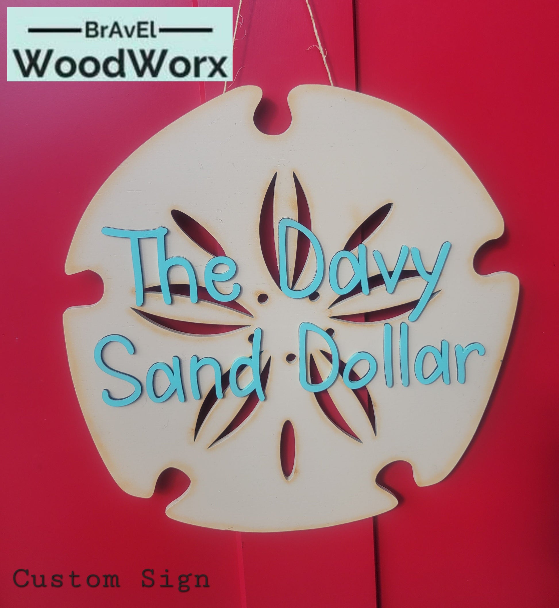 BrAvEl WoodWorx Custom Personalized Sand Dollar Wood Sign – Unique Coastal Décor