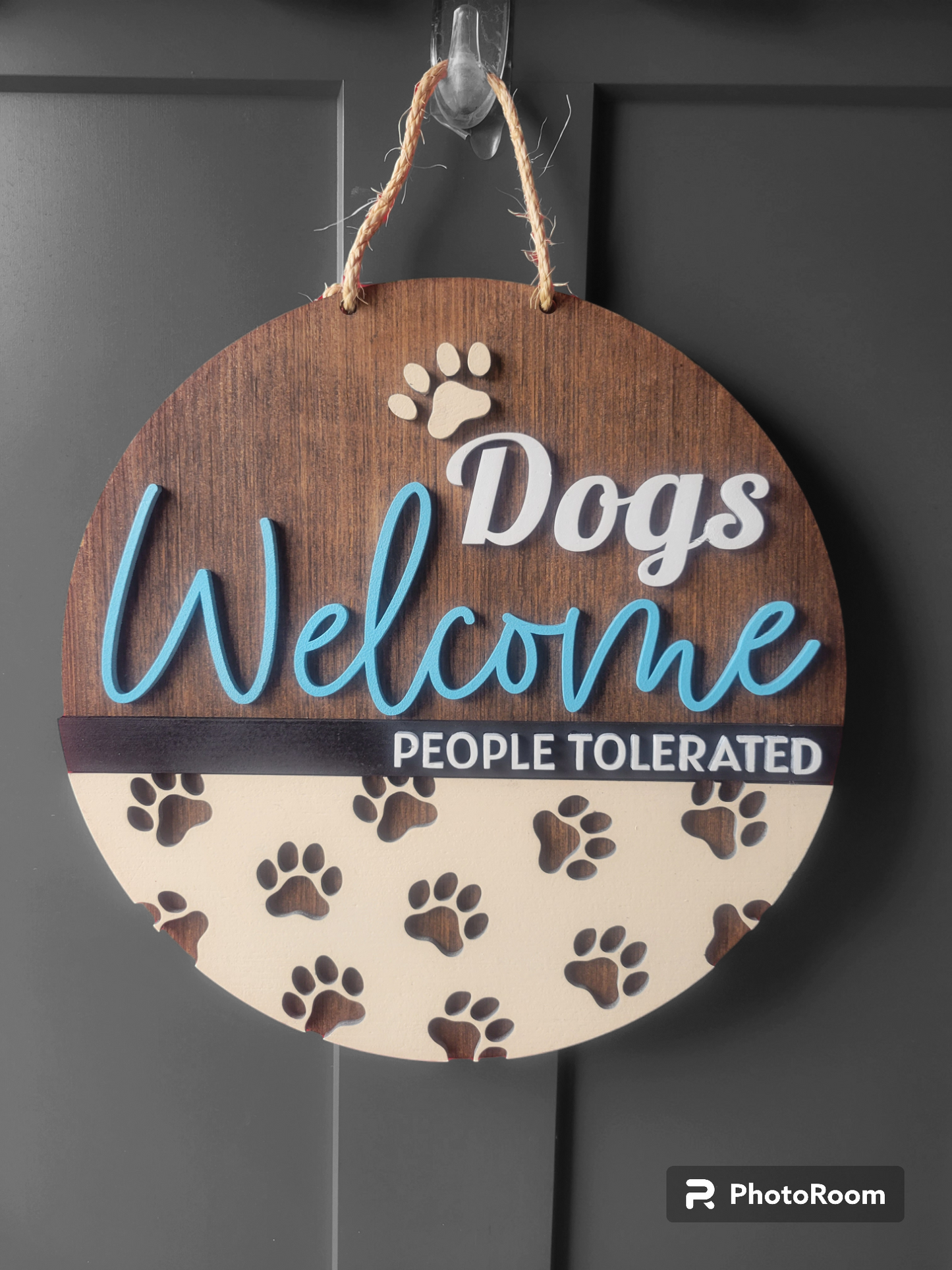 Charming Handmade Wood Sign: Dogs Welcome – A Pawfect Greeting for Your Home