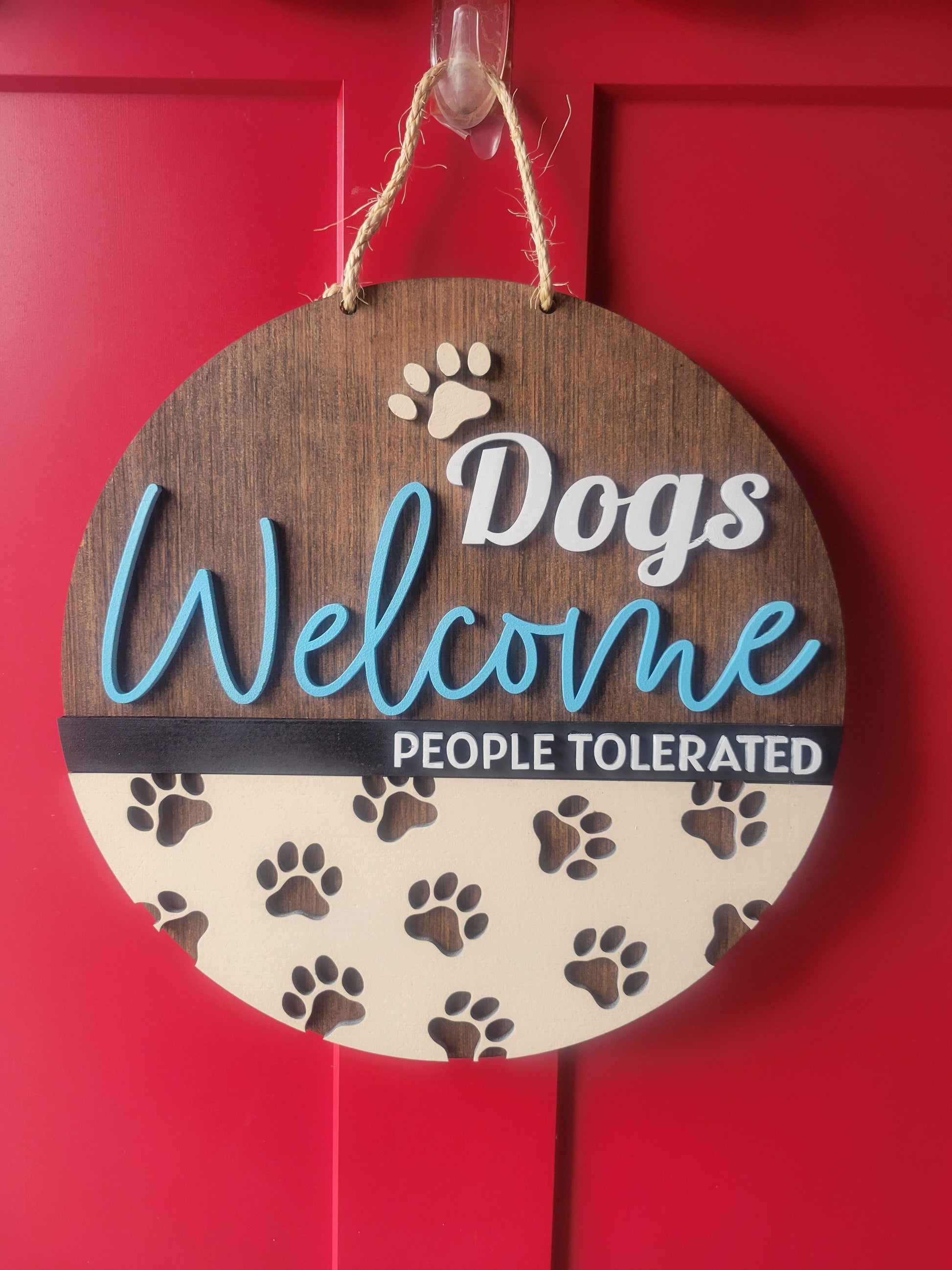 Charming Handmade Wood Sign: Dogs Welcome – A Pawfect Greeting for Your Home