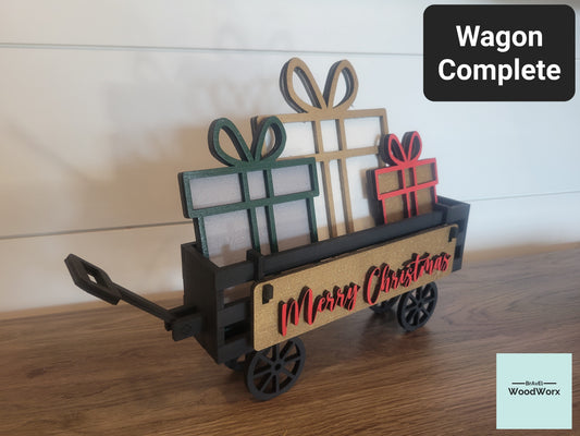 Christmas Presents Farm Farmhouse Wagon Shelf Sitter - Interchangeable