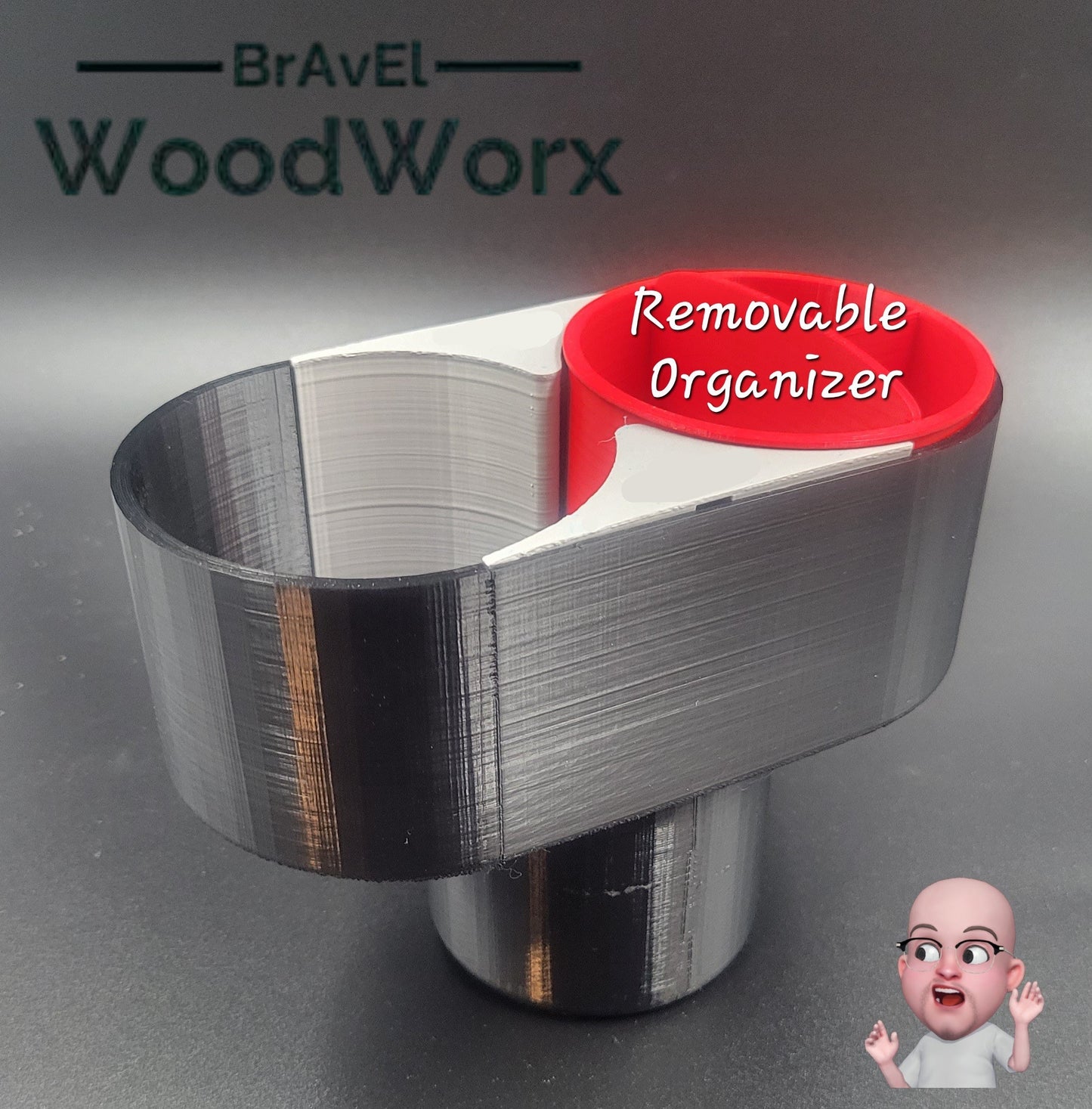 Customizable 3D Printed Cup Holder Expander with Detachable Organizer - Choose Your Color!