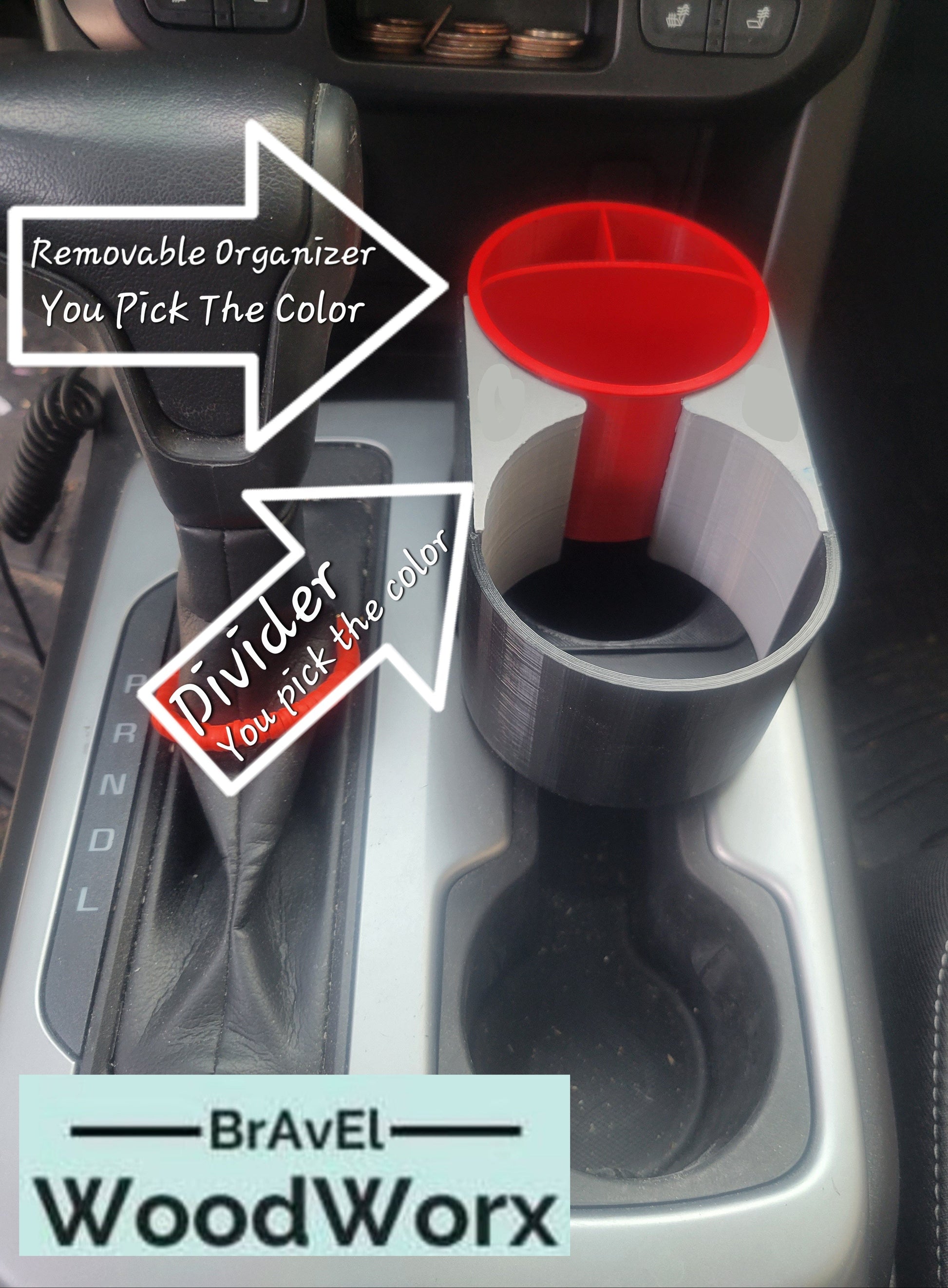 Customizable 3D Printed Cup Holder Expander with Detachable Organizer - Choose Your Color!