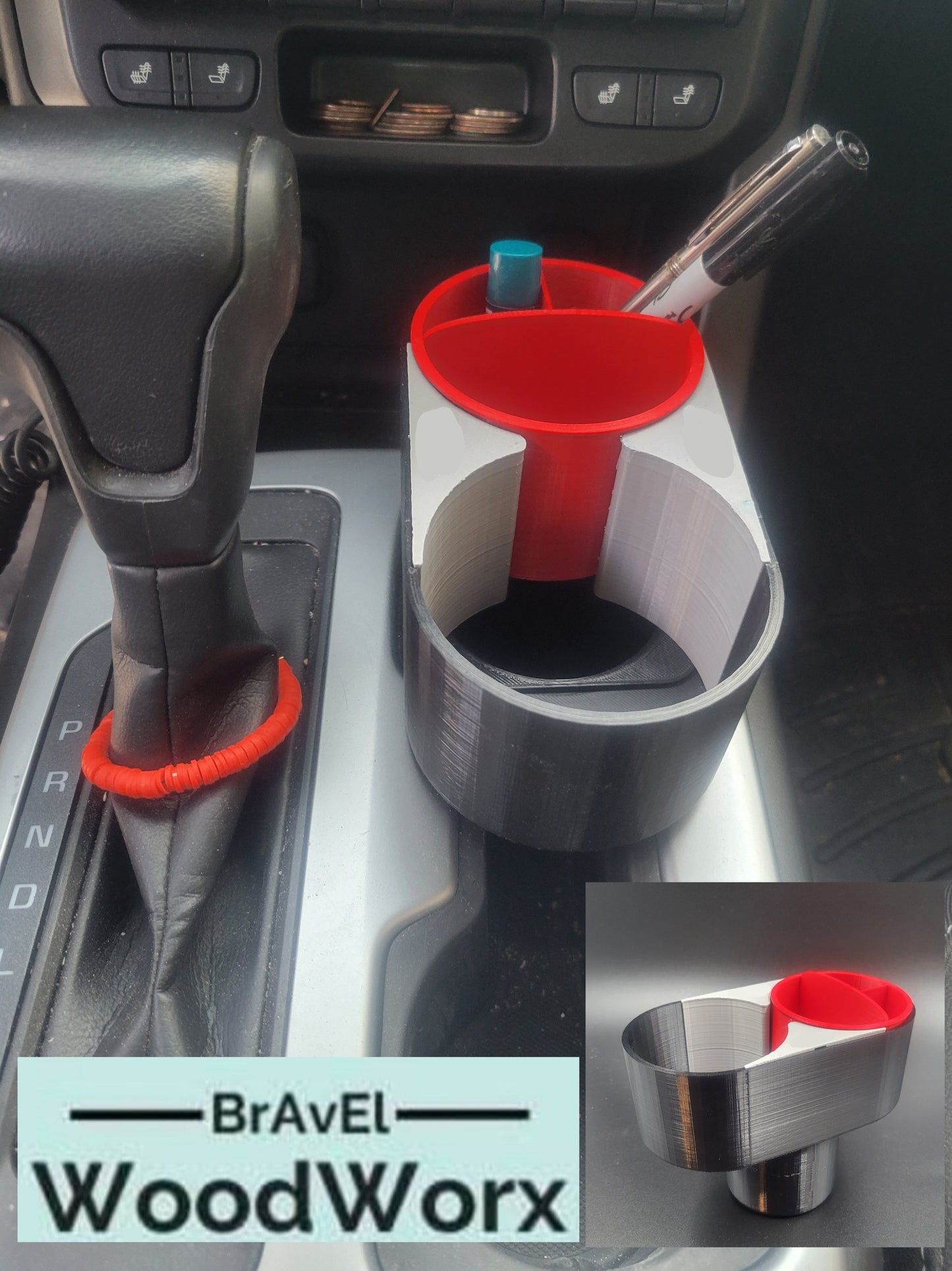 Customizable 3D Printed Cup Holder Expander with Detachable Organizer - Choose Your Color!