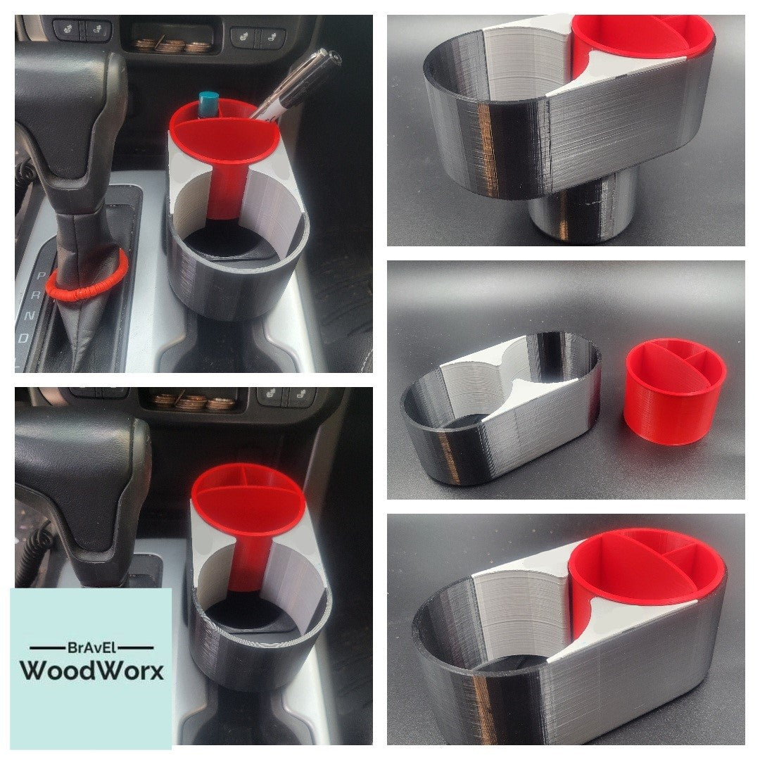 Customizable 3D Printed Cup Holder Expander with Detachable Organizer - Choose Your Color!