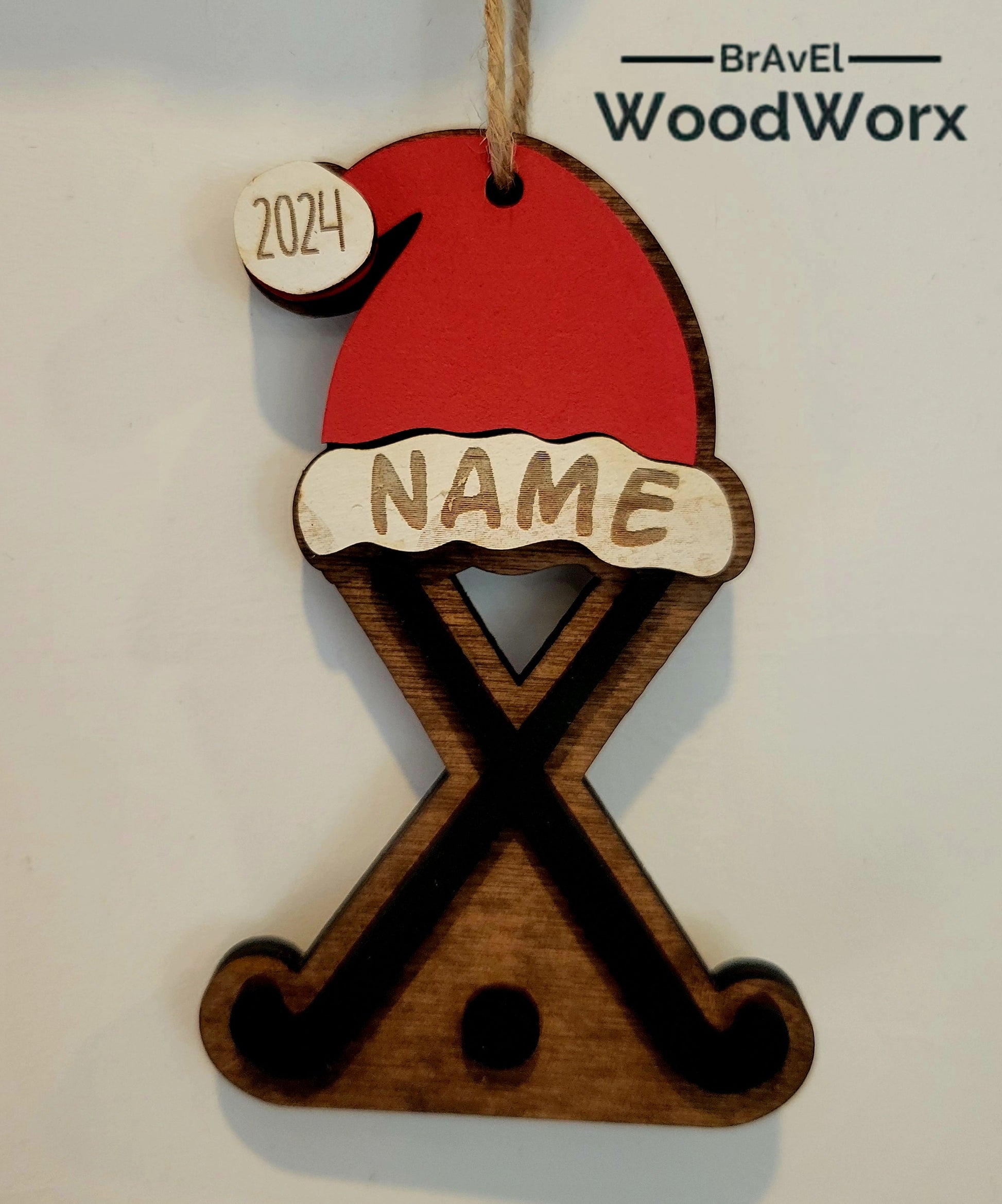 Field Hockey Sporty Santa Spirit: Personalized Sports Santa Hat Ornament