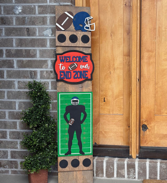 Personalized Football Interchangeable Porch Leaner – Custom Wooden Front Porch Sign with Swappable Holiday & Everyday Designs (Copy) (Copy)