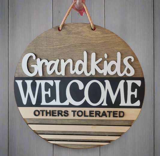 Grandkids Welcome Personalized Door & Wall Sign – Custom Family Decor