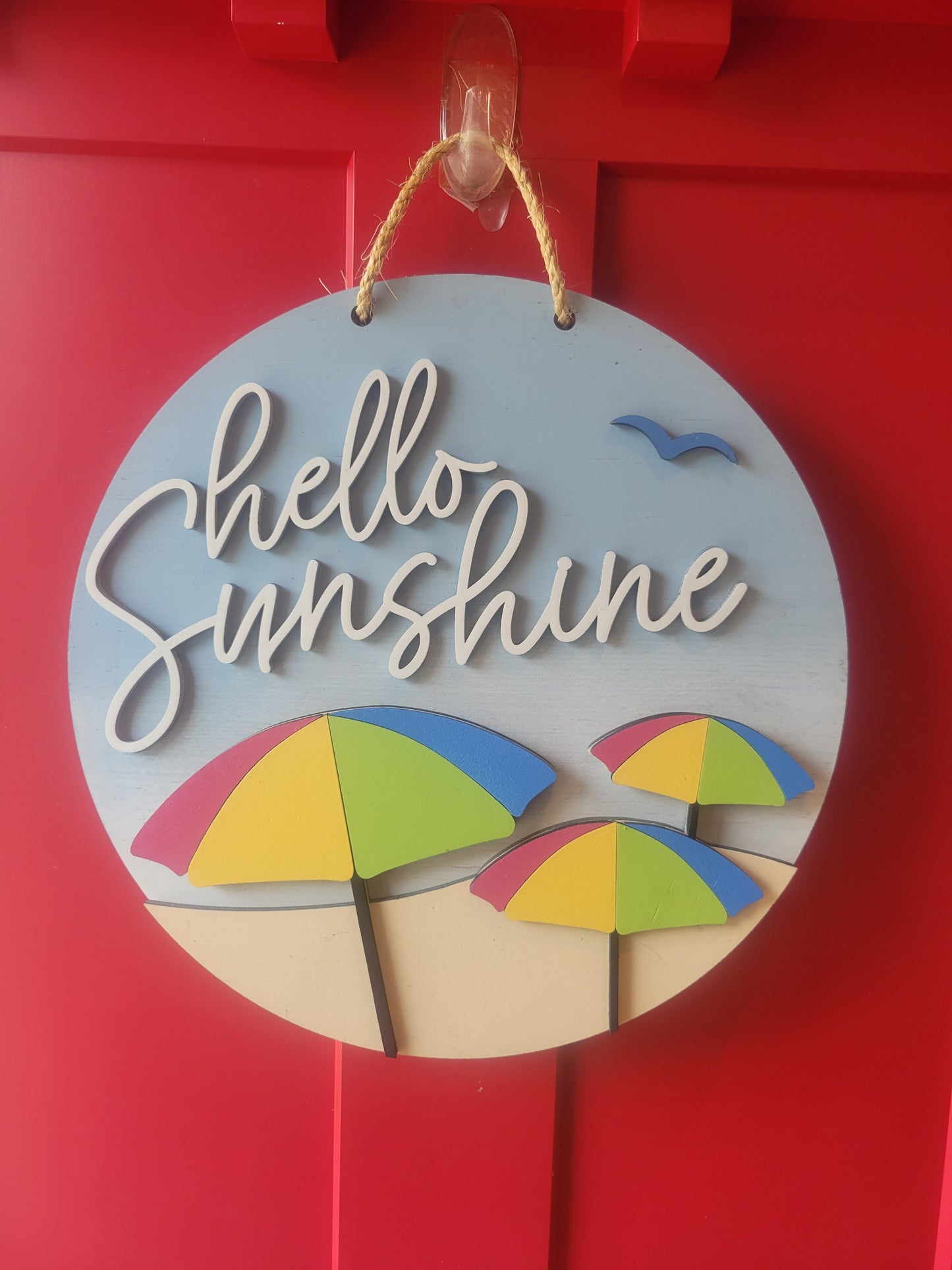 Hello Sunshine - Door / Wall Sign Wreath - Farmhouse - 3D Laser Cut Wood Sign