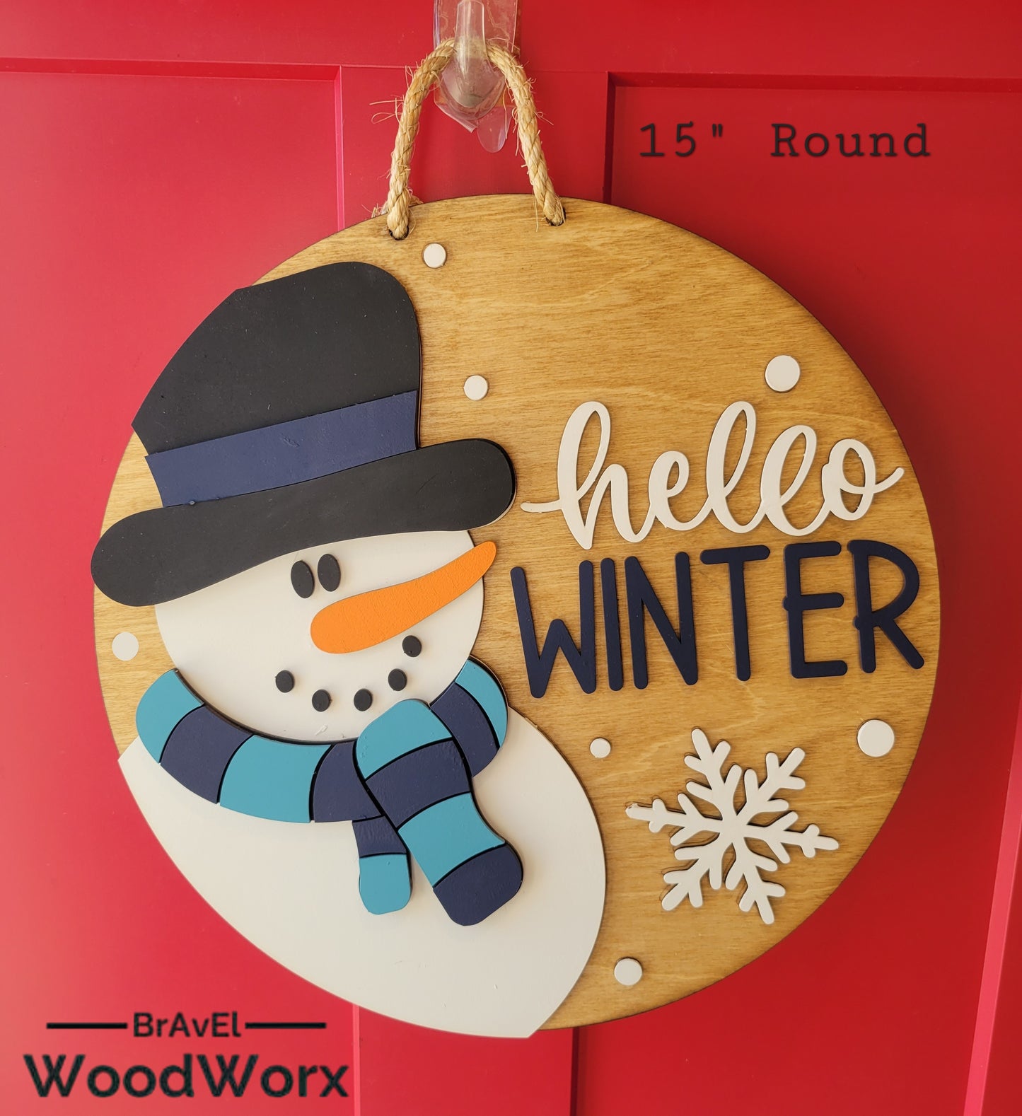 Frosty Snowman Door Sign – Handmade Winter Wonderland Wall Decor