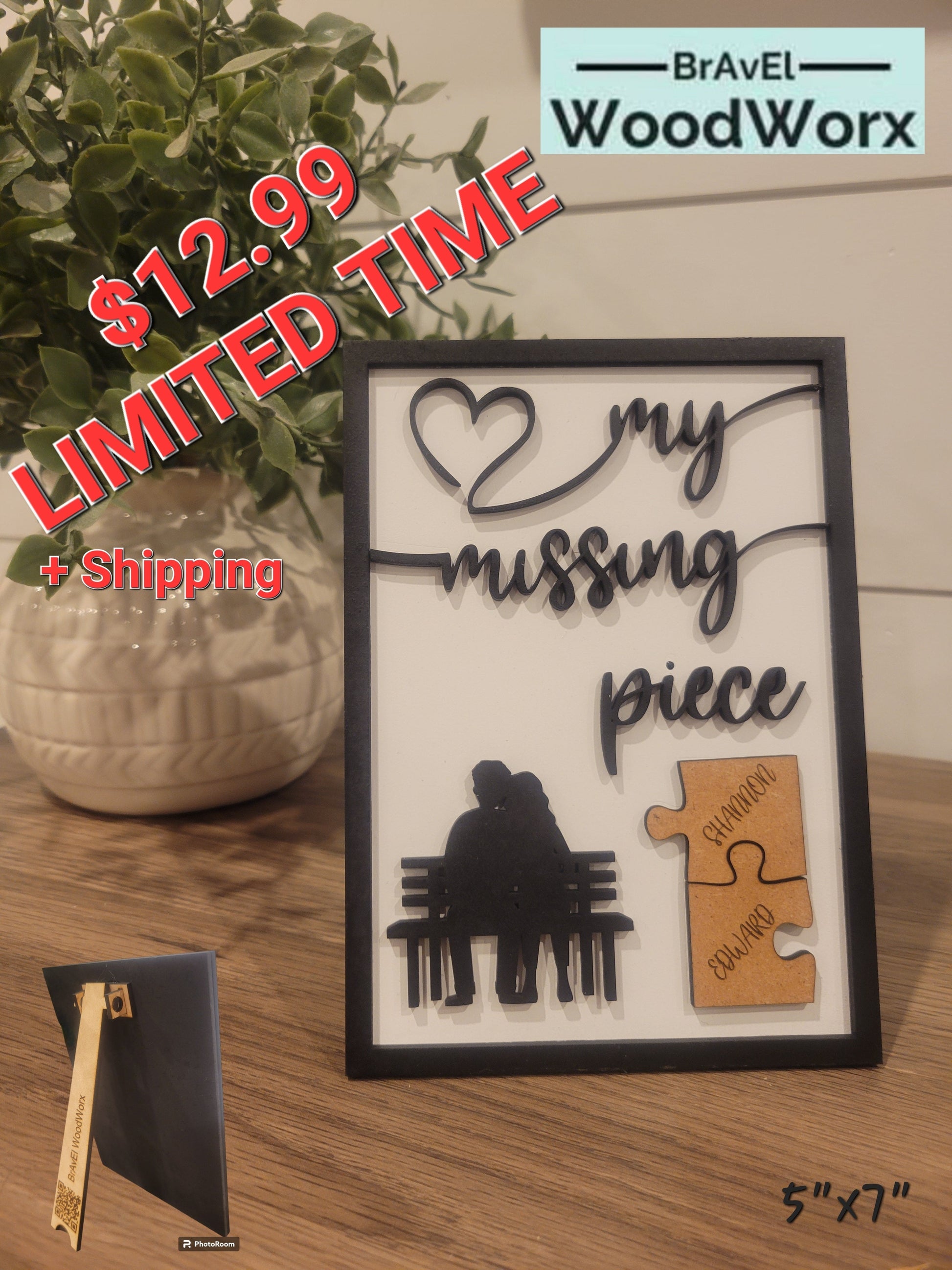 Love Blooms: Valentine's Day Tabletop Puzzle Piece Sign - Charming Decor for Romantic Celebrations!