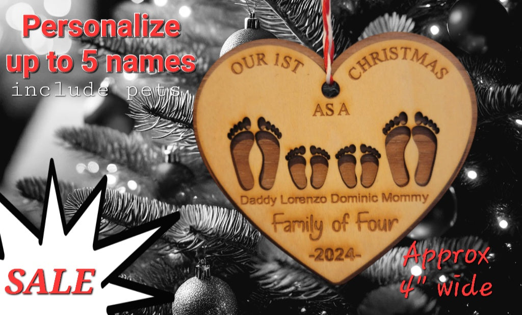 Personalized Family Feet Tree Ornament – Custom Holiday Keepsake