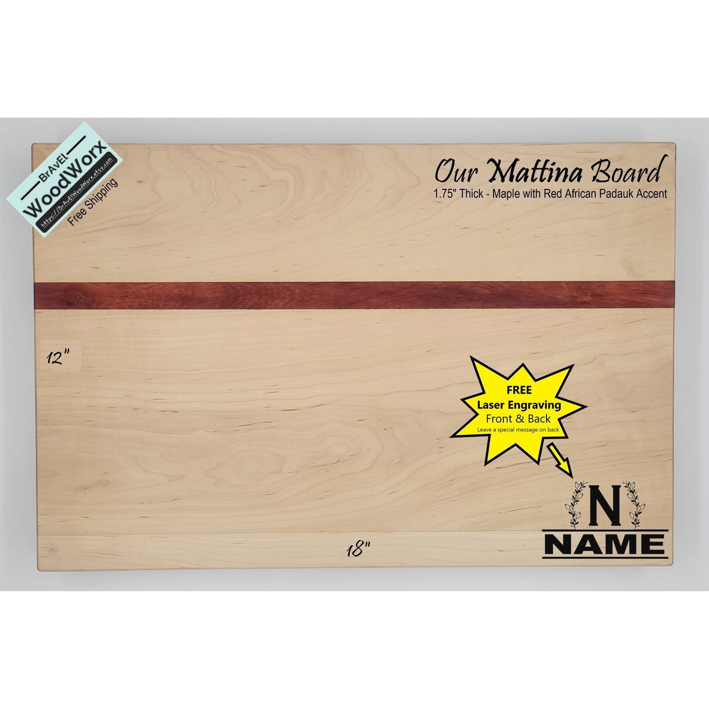 Personalized Hardwood Charcuterie Board - Mattina