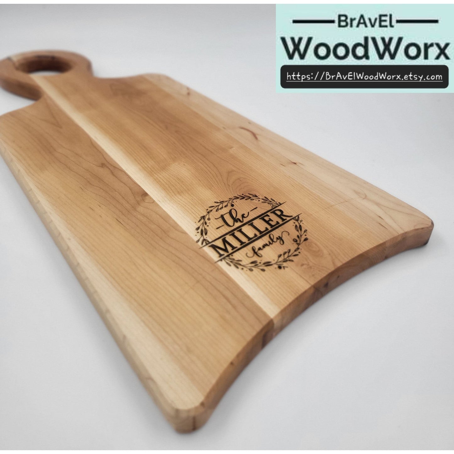 Personalized Hardwood Handle Charcuterie Board - All Maple