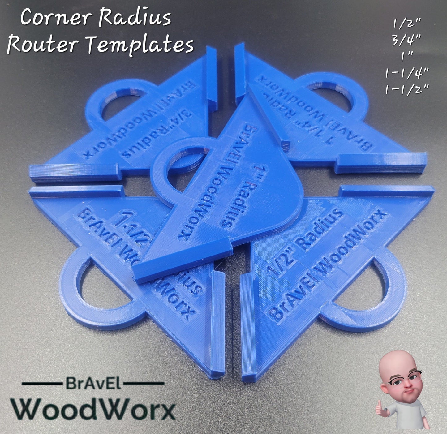 Precision 3D Printed Router Corner Radius Template Set: Achieve Perfect Curves Every Time!