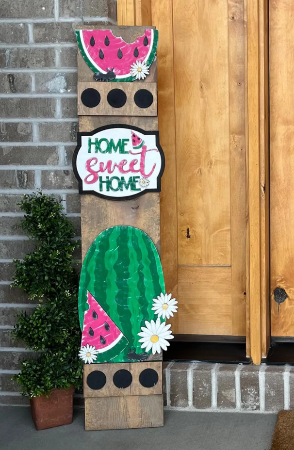 Summer Watermelon Interchangeable Porch Leaner – Custom Wooden Front Porch Sign with Swappable Holiday & Everyday Designs (Copy) (Copy)