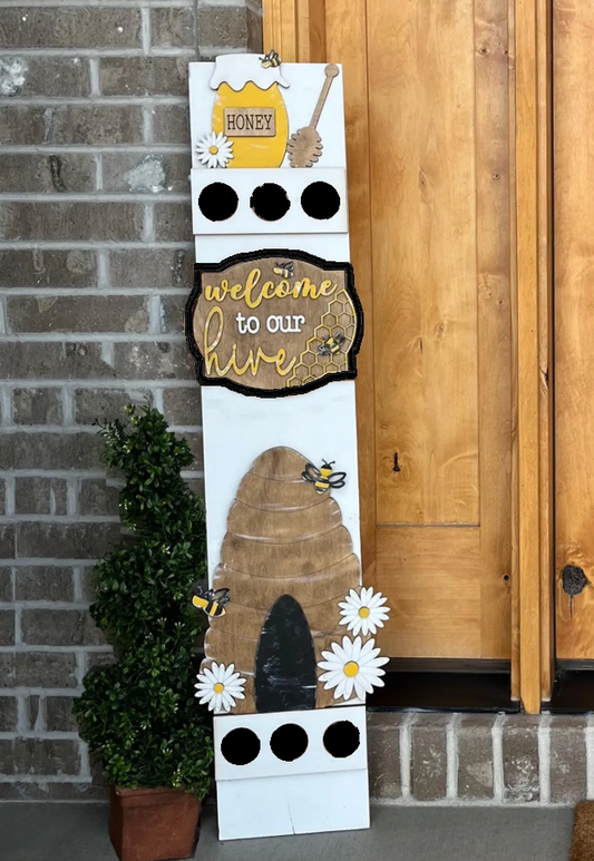 Summer Bird House Interchangeable Porch Leaner – Custom Wooden Front Porch Sign with Swappable Holiday & Everyday Designs