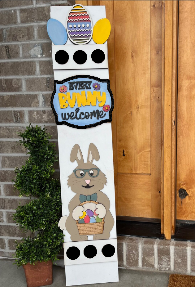 Easter Interchangeable Porch Leaner – Custom Wooden Front Porch Sign with Swappable Holiday & Everyday Designs