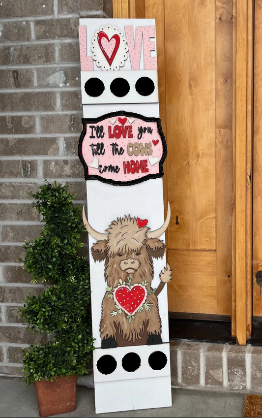 Valentine Interchangeable Porch Leaner – Custom Wooden Front Porch Sign with Swappable Holiday & Everyday Designs