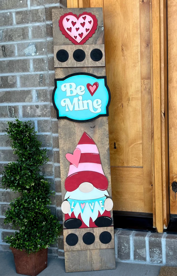 Valentine Interchangeable Porch Leaner – Custom Wooden Front Porch Sign with Swappable Holiday & Everyday Designs