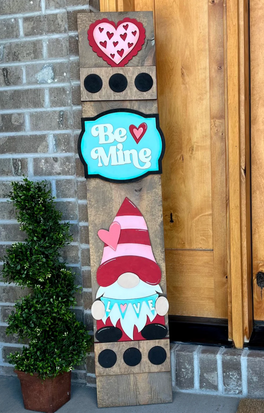 Valentine Interchangeable Porch Leaner – Custom Wooden Front Porch Sign with Swappable Holiday & Everyday Designs