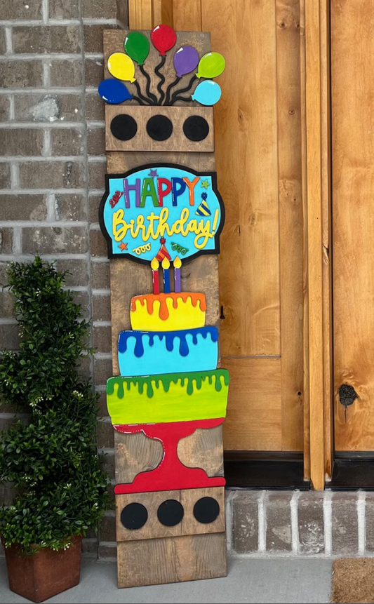 Birthday Interchangeable Porch Leaner – Custom Wooden Front Porch Sign with Swappable Holiday & Everyday Designs