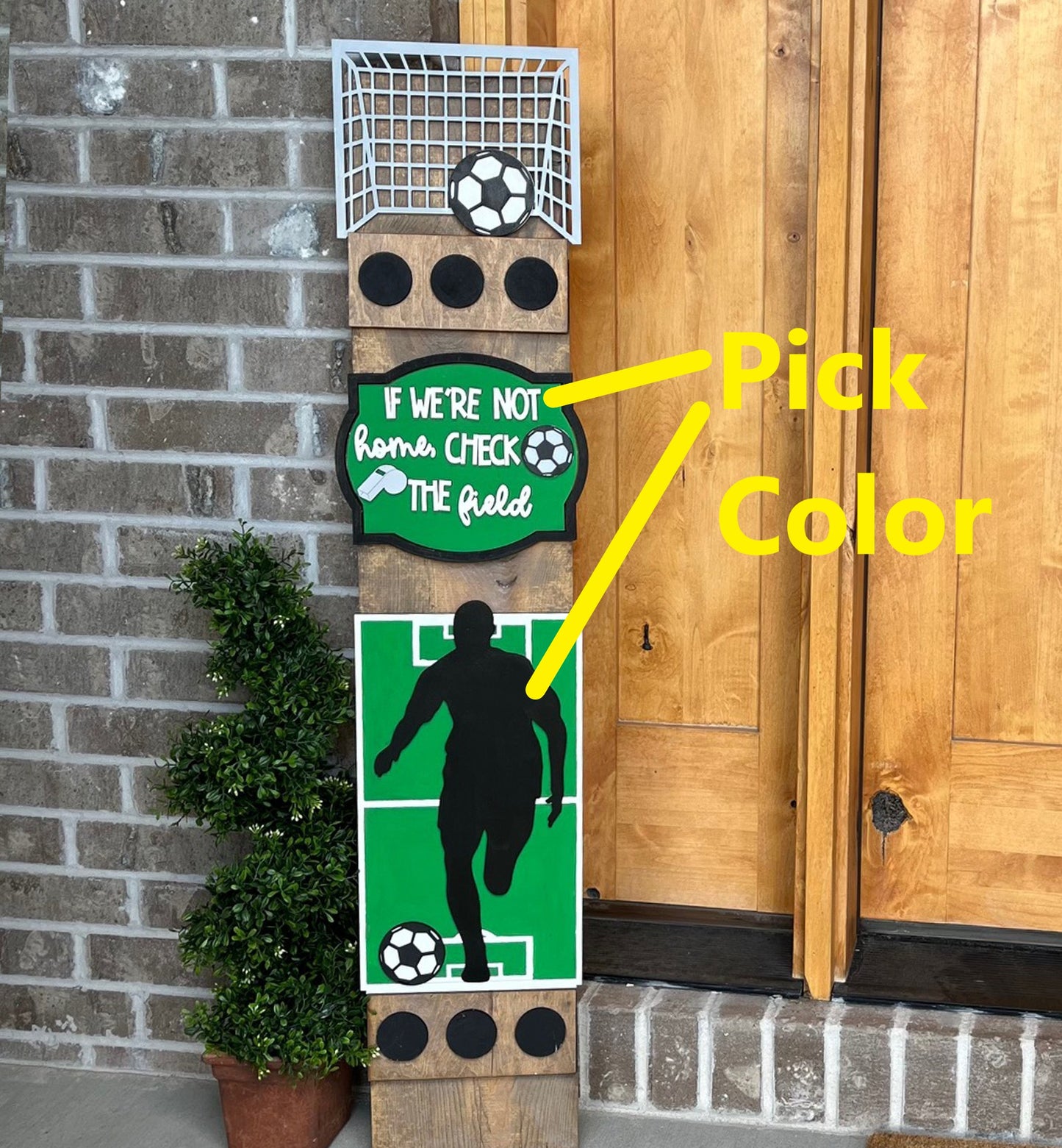 Personalized Soccer Interchangeable Porch Leaner – Custom Wooden Front Porch Sign with Swappable Holiday & Everyday Designs (Copy) (Copy)