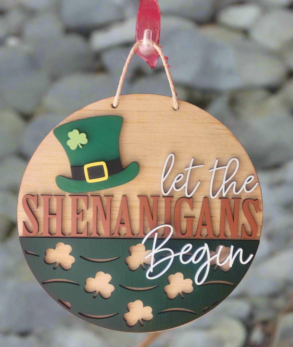 St. Paddy's Day - Shenanigans - 3D Wood Wall/Door Sign Wreath St. Patty's Day