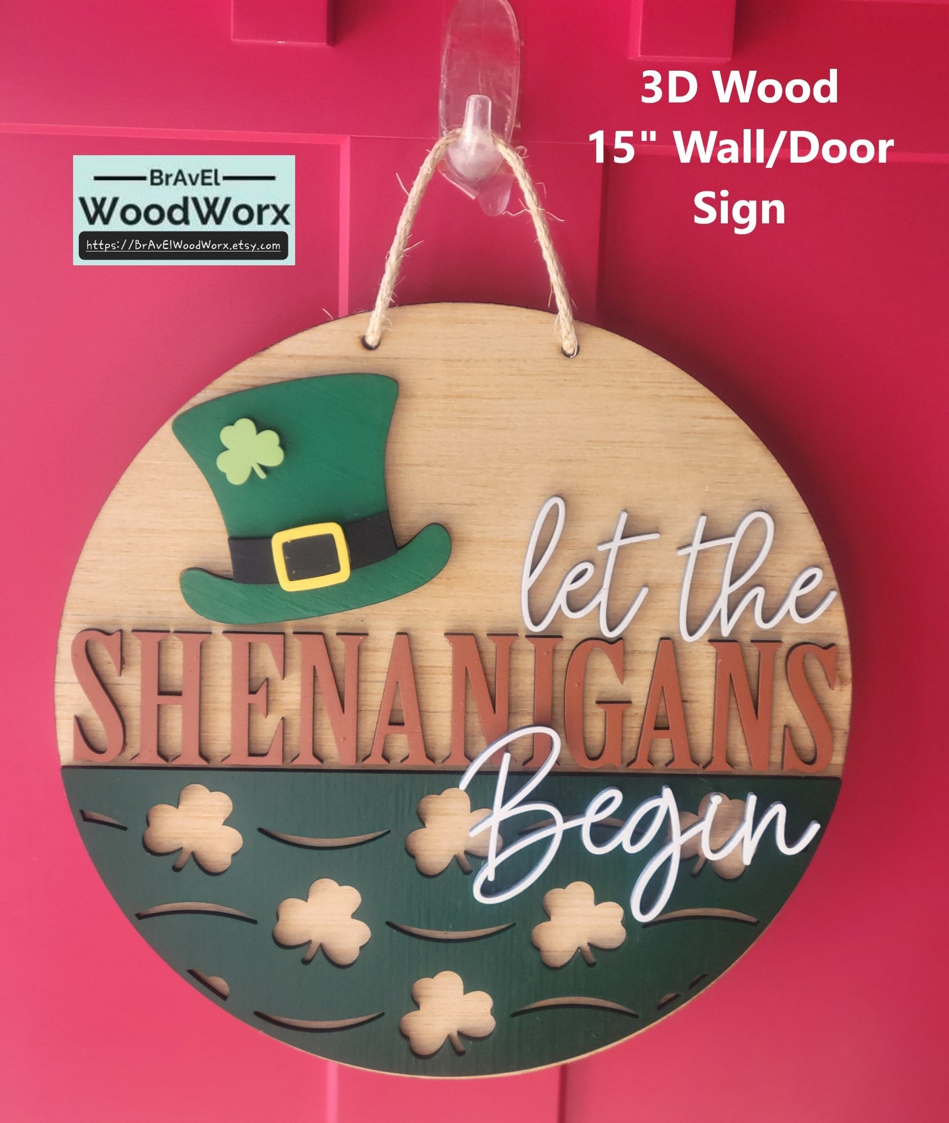 St. Paddy's Day - Shenanigans - 3D Wood Wall/Door Sign Wreath St. Patty's Day