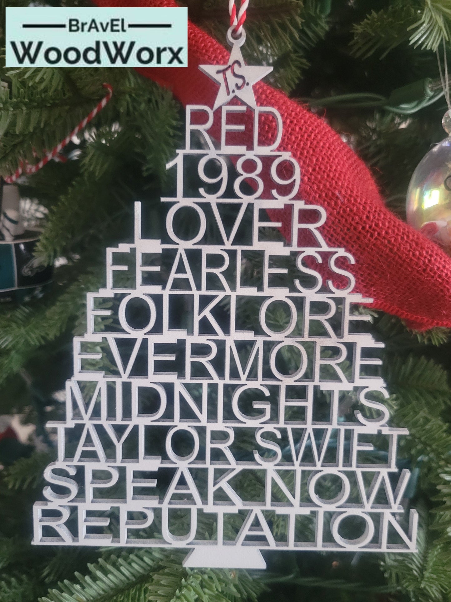 Swift's Serenade: Taylor Swift Album Collection Tree Ornament