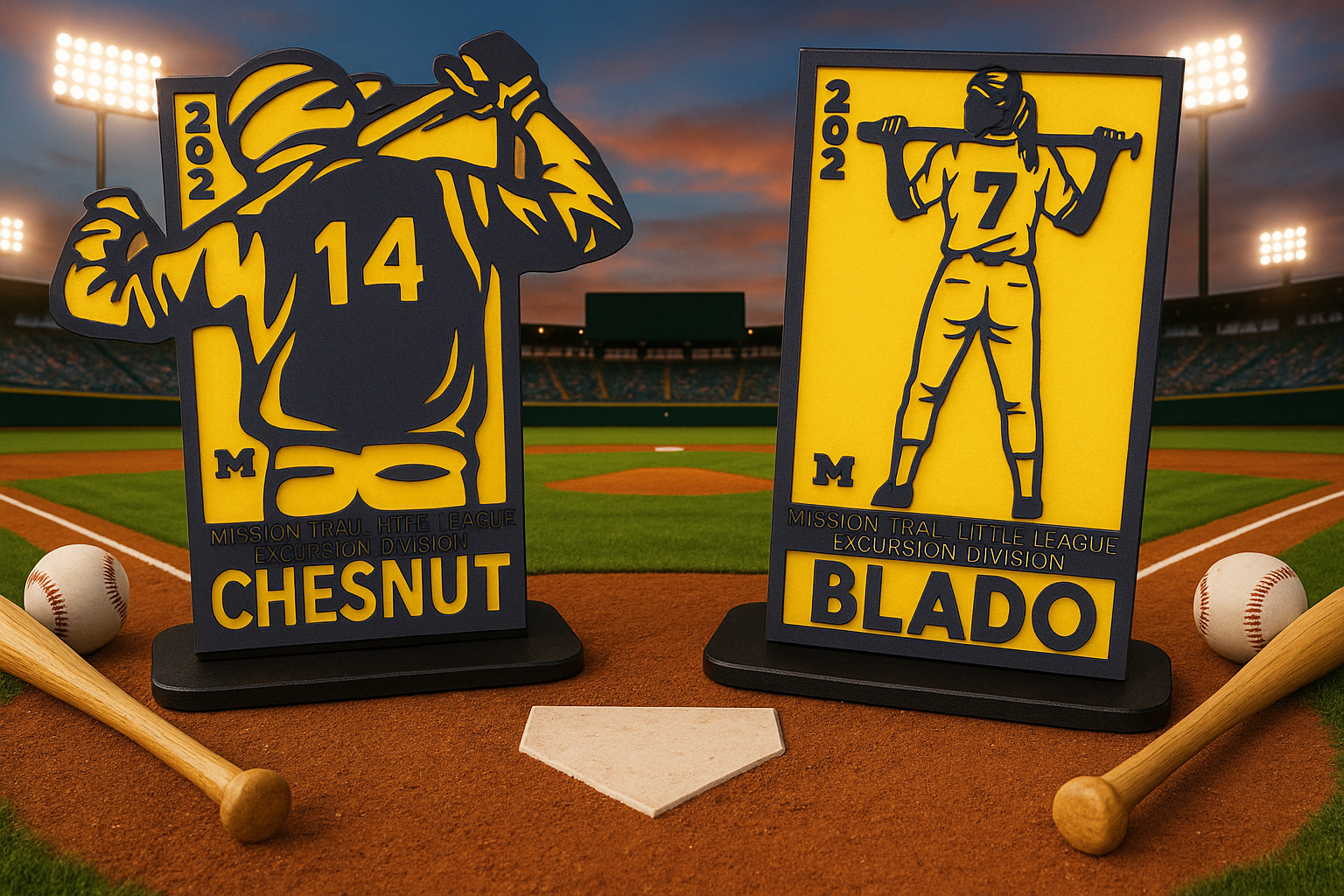 Baseball themed trophies