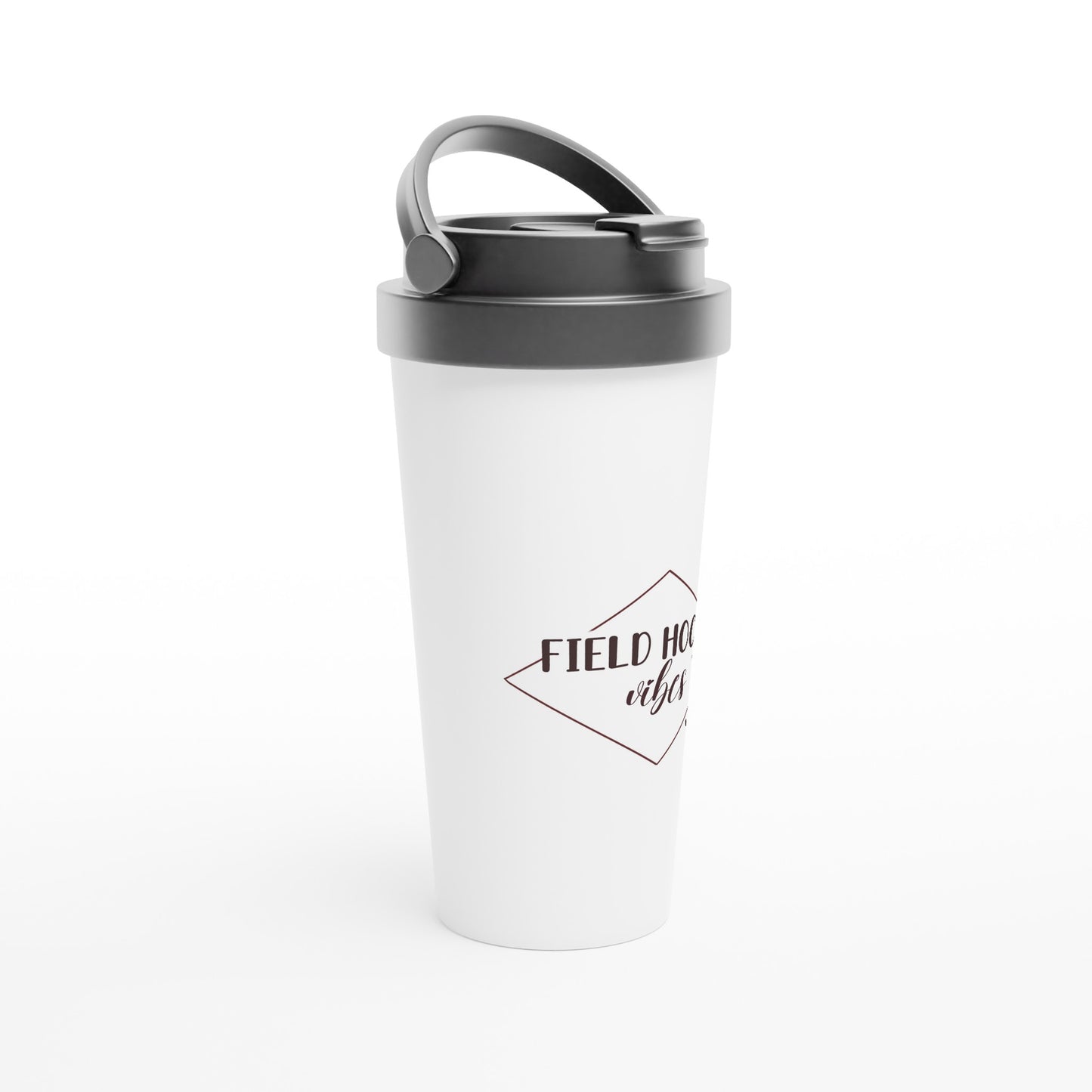 Field Hockey Vibes White 15oz Stainless Steel Travel Mug