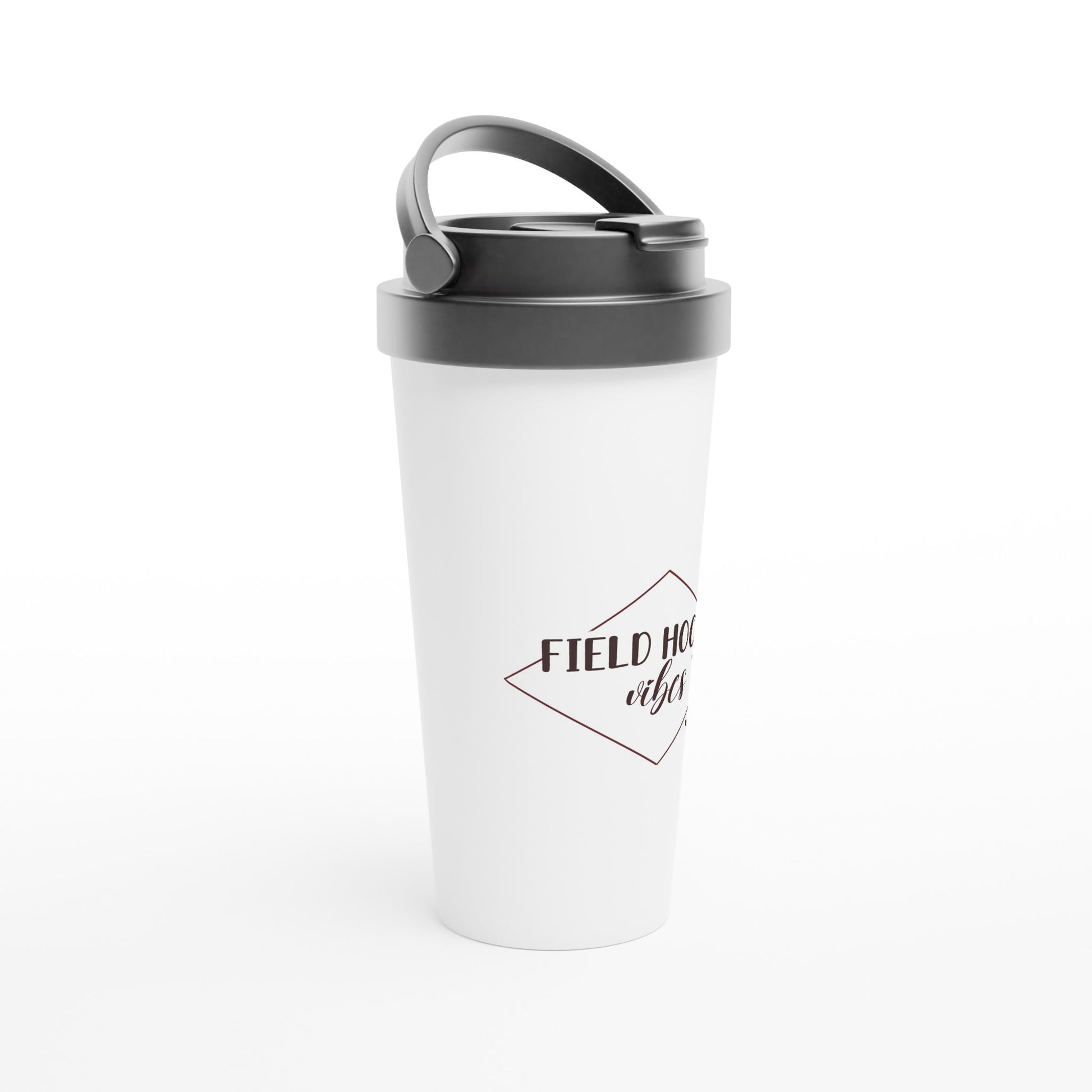 Field Hockey Vibes White 15oz Stainless Steel Travel Mug