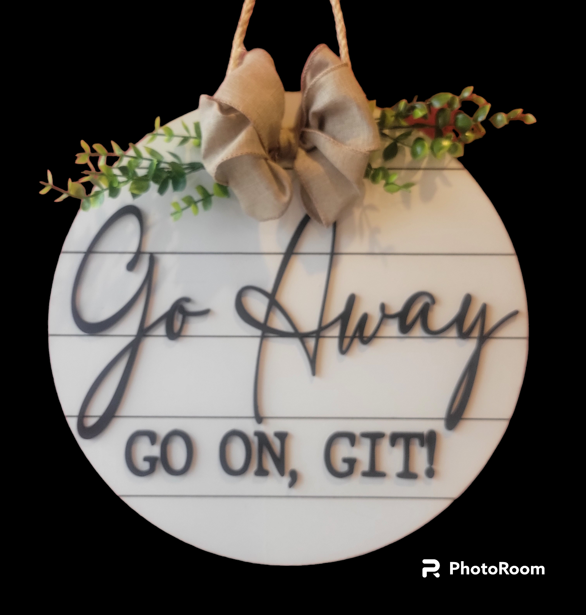 Rustic 'Go Away' Wooden Door Sign: Quirky Home Décor Piece Farmhouse